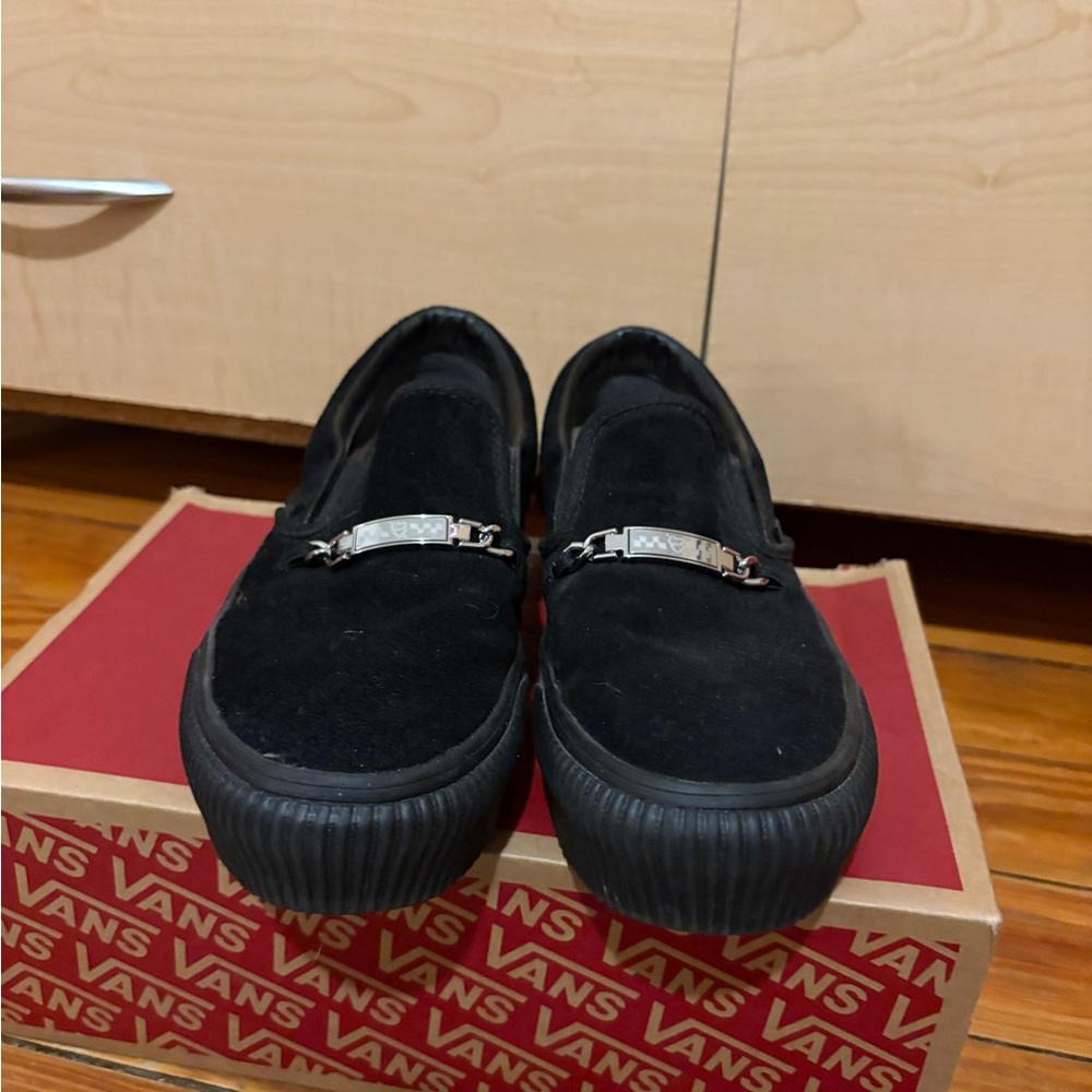 Vans Black Slip-On Shoes with Metallic Details